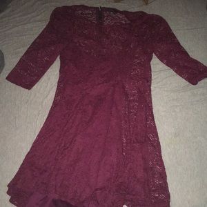 Maroon lace dress with under dress attached